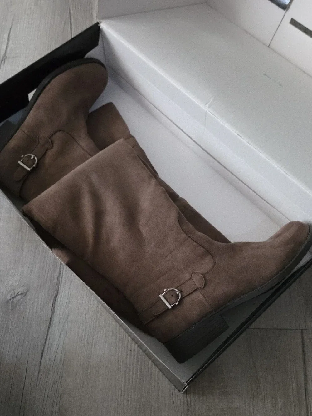 American Rag Brown Suede Over-the-Knee Buckle Boots